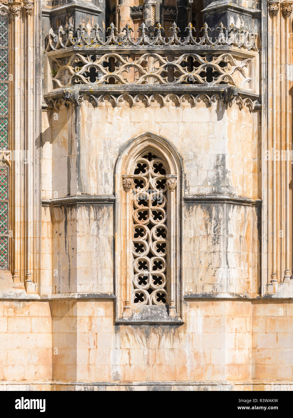 Das Kloster von Batalha, Mosteiro de Santa Maria da Vitoria (UNESCO-Weltkulturerbe). Touristische Attraktion nördlich von Lissabon, Portugal. Stockfoto