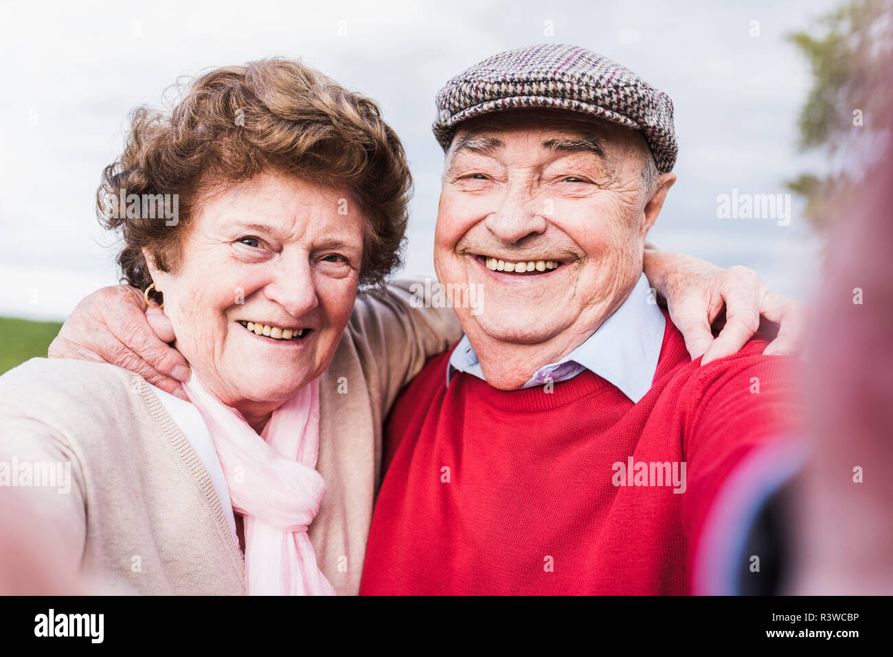 Selfie von Happy senior Paar im Freien Stockfoto