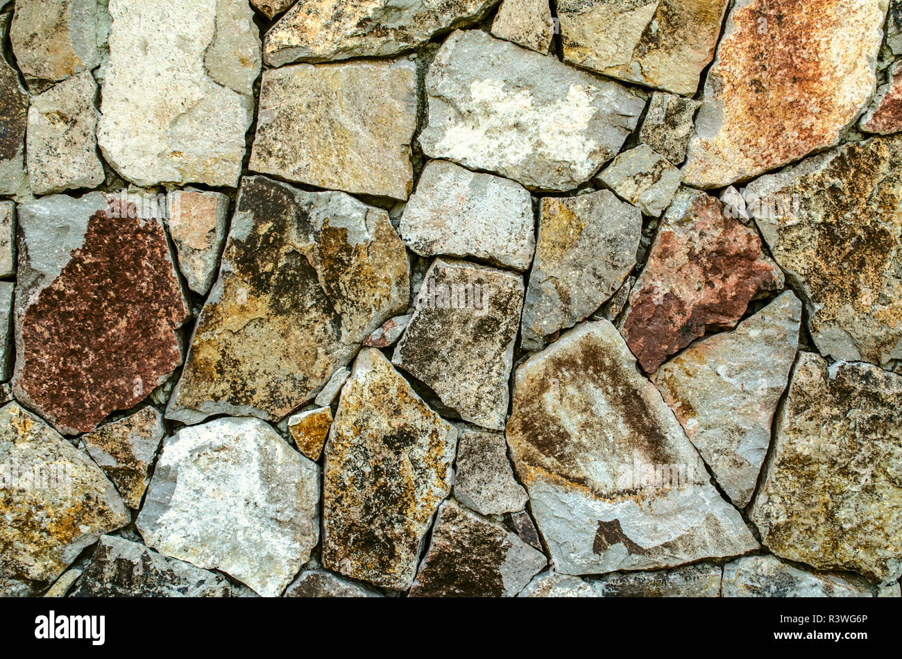 Farbe Hintergrund der Rohstoffe Naturstein, für die Fassade des Hauses in Grau- und Brauntöne Stockfoto