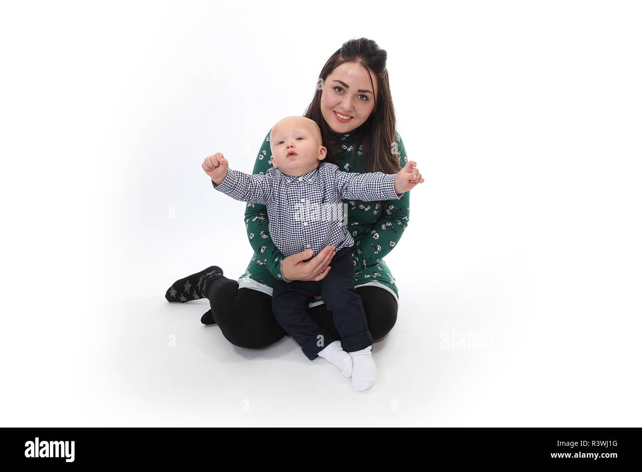 Junge Mutter mit Baby, Familie Stockfoto