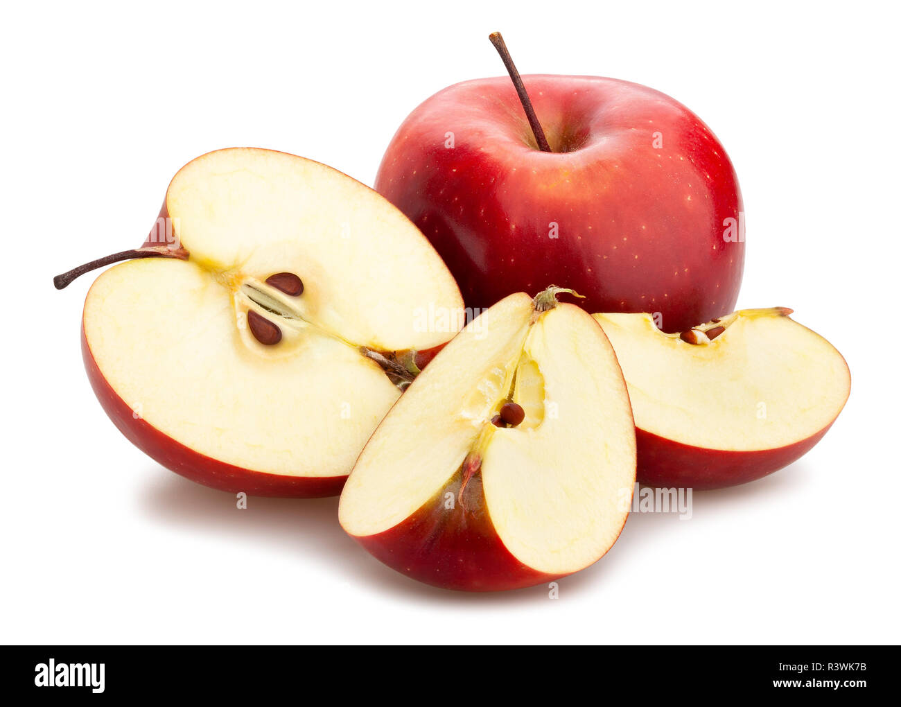 In Scheiben geschnitten Red Delicious apple Pfad isoliert Stockfoto