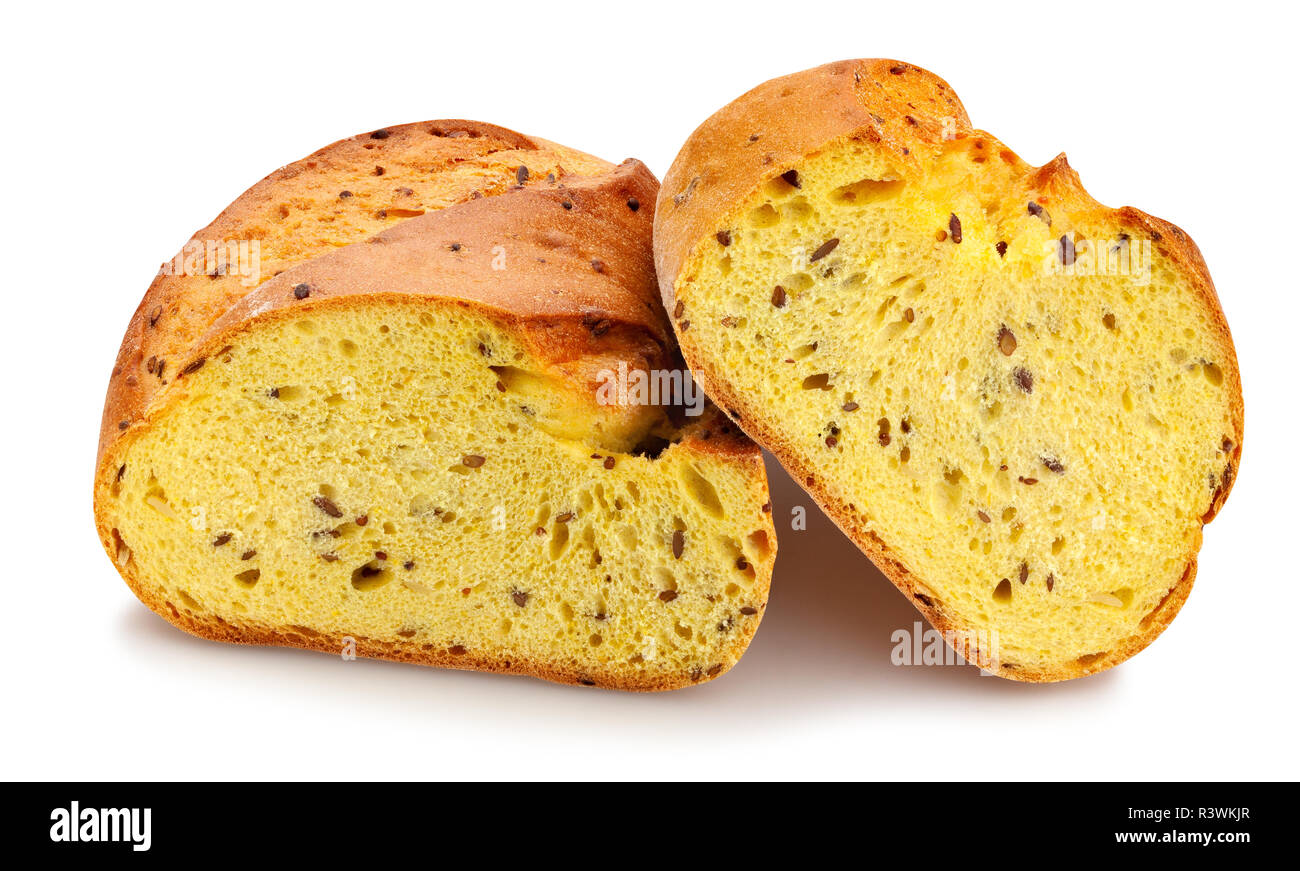 Gelbwurz geschnitten Brot weg isoliert Stockfoto