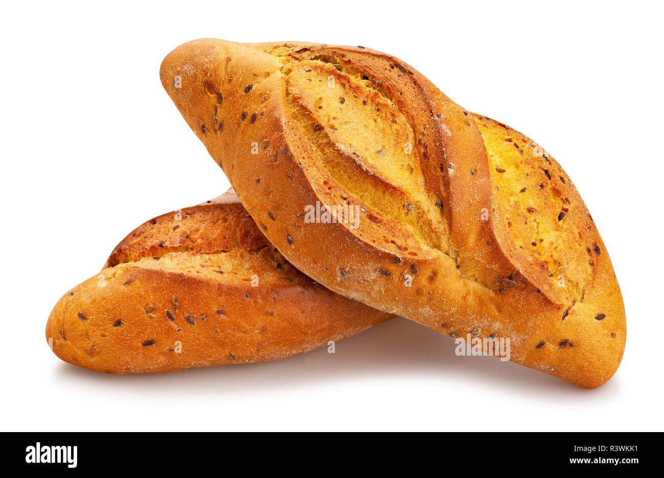 Gelbwurz Brot weg isoliert Stockfoto
