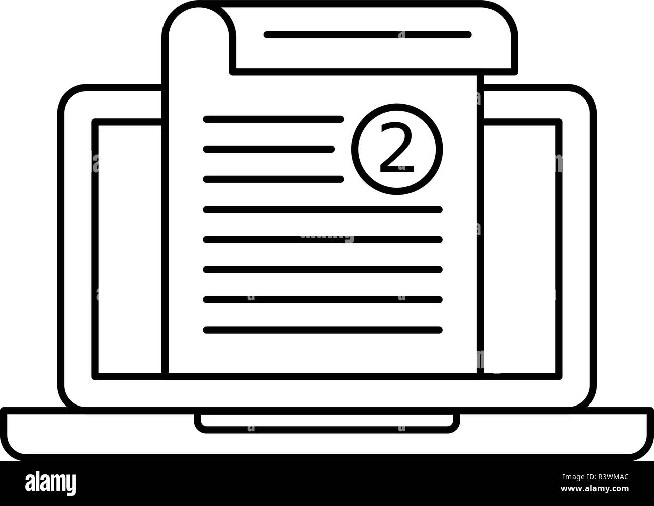 Laptop Blatt drucken Symbol. Überblick Abbildung: Laptop Blatt drucken  Vektor Symbol für Web Design auf weißem Hintergrund Stock-Vektorgrafik -  Alamy
