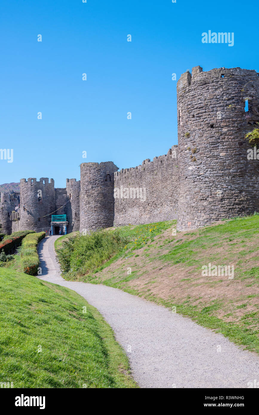 Historische Architektur von Conwy Castle in Wales, Großbritannien Stockfoto