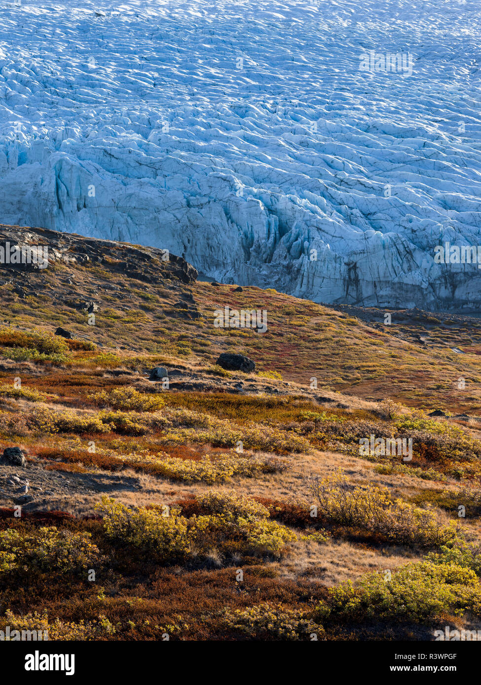 Der Russell Gletschers. Landschaft in der Nähe des Grönländischen Eisschildes in der Nähe von Kangerlussuaq, Grönland, Dänemark Stockfoto