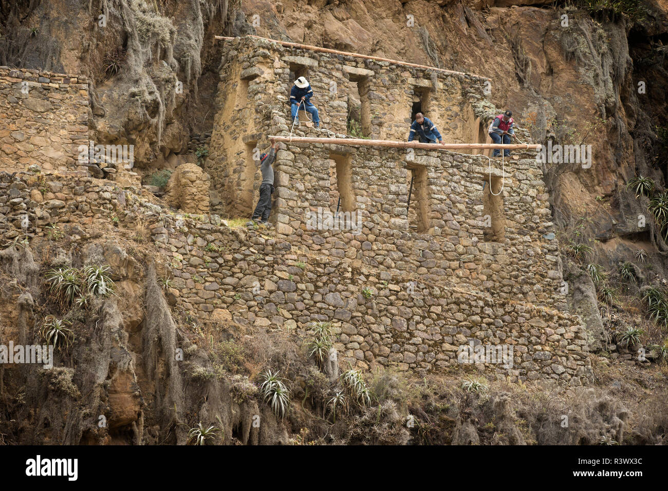 Arequipa, Peru. Wiederherstellung der Inka Ruinen. Stockfoto