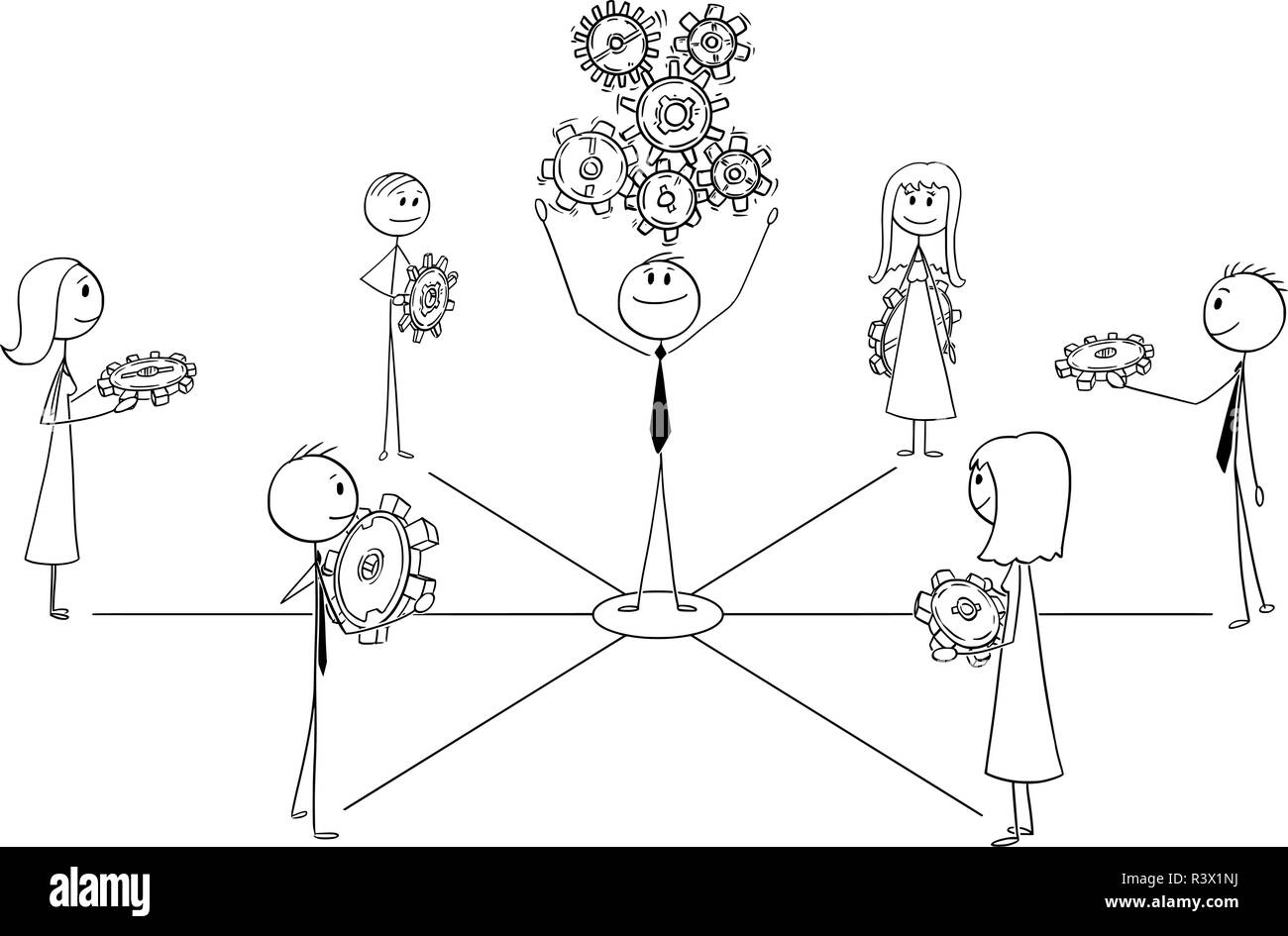 Cartoon von Business Team Leader oder Teamarbeit Stock Vektor