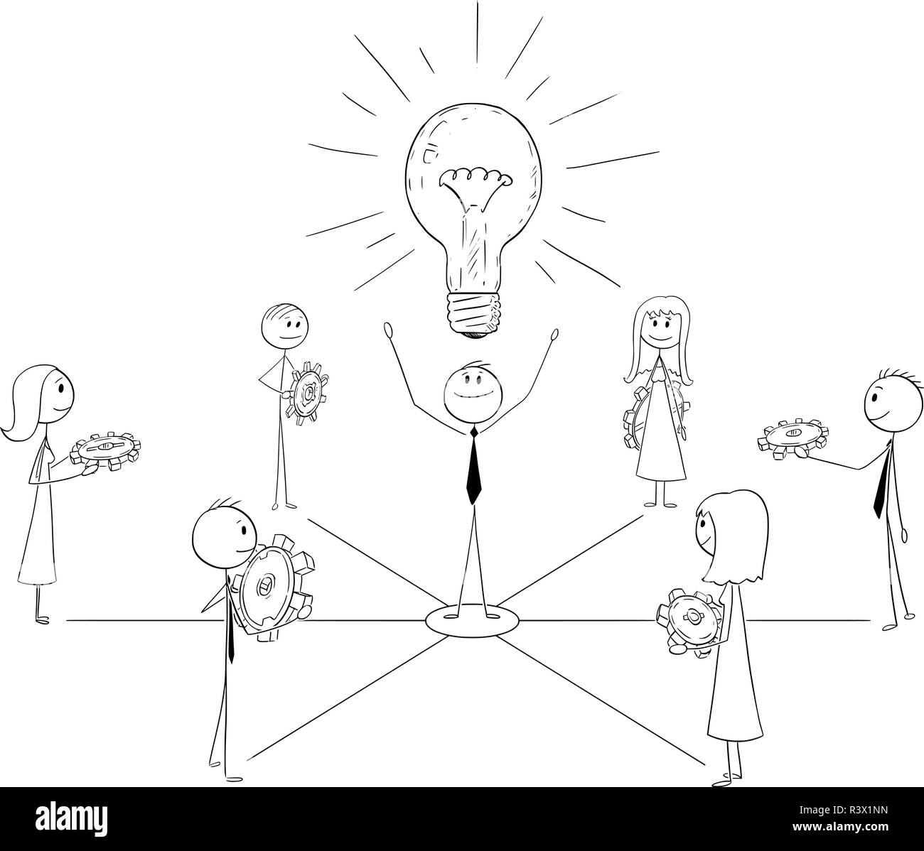 Cartoon von Business Team und Führer Arbeiten bereitgestellt Stock Vektor