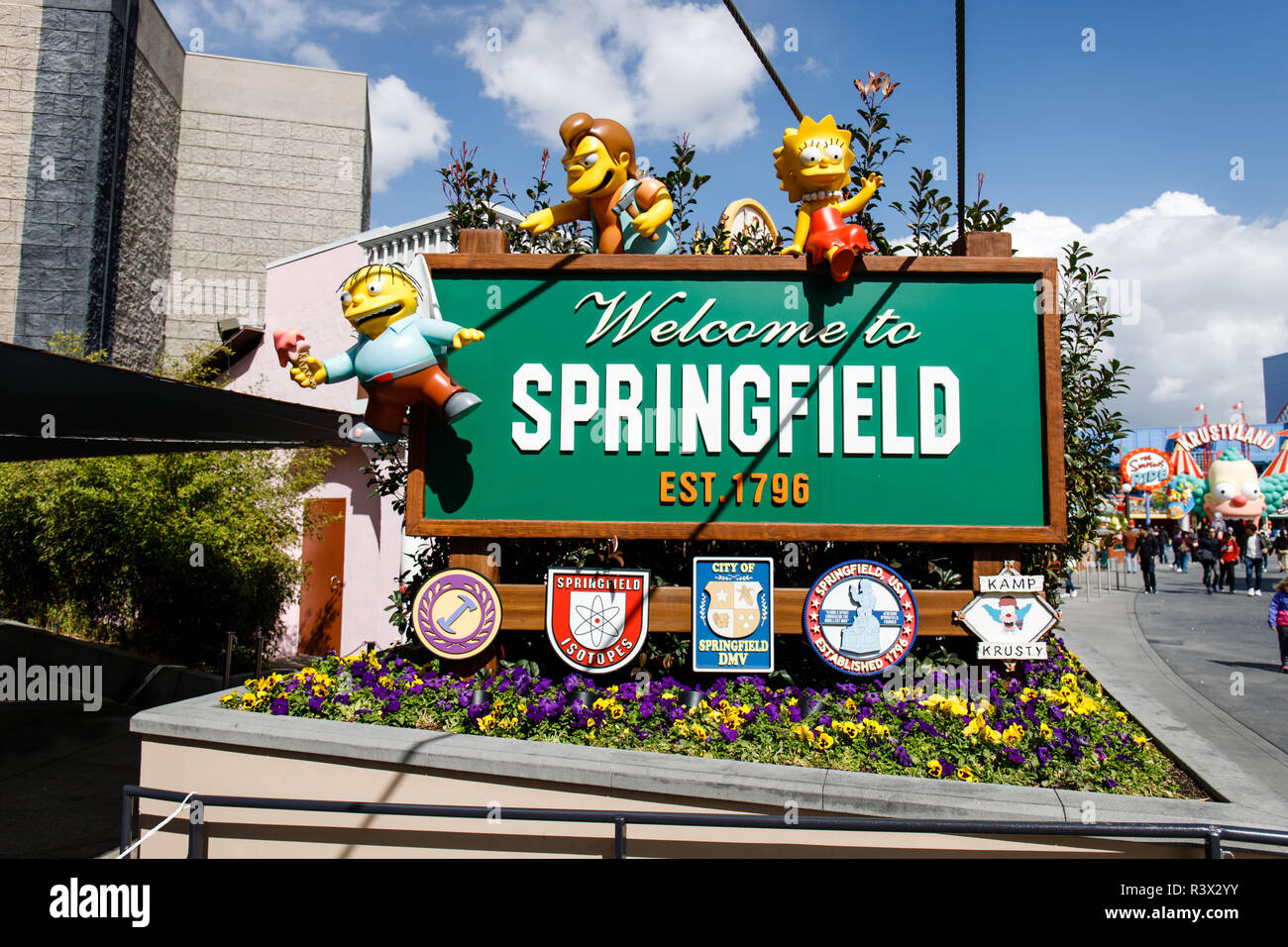 Nach Springfield in den Universal Studios in Hollywood Stockfoto
