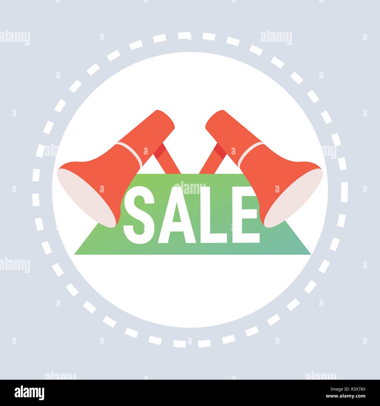 Big Verkauf label Megafon-symbol Shopping Angebot Konzept flach Stock Vektor