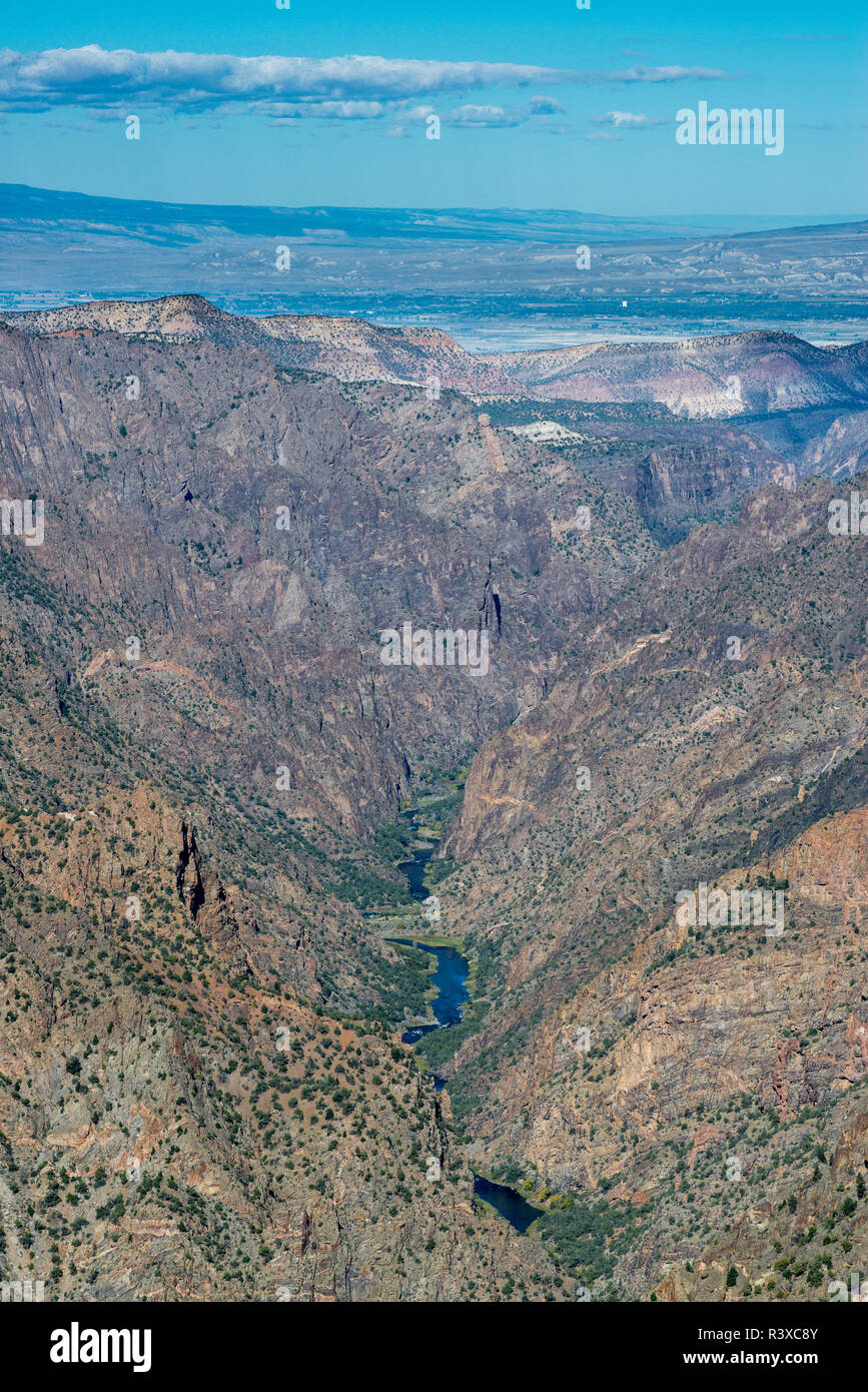 Gunnison River schlängelt sich durch Black Canyon, Colorado Stockfoto