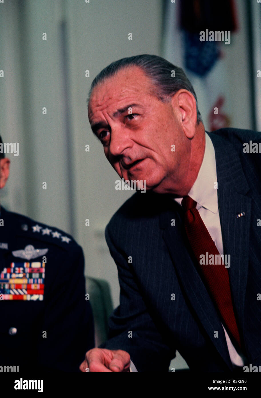 Präsident Lyndon Johnson im April 1968 Stockfoto