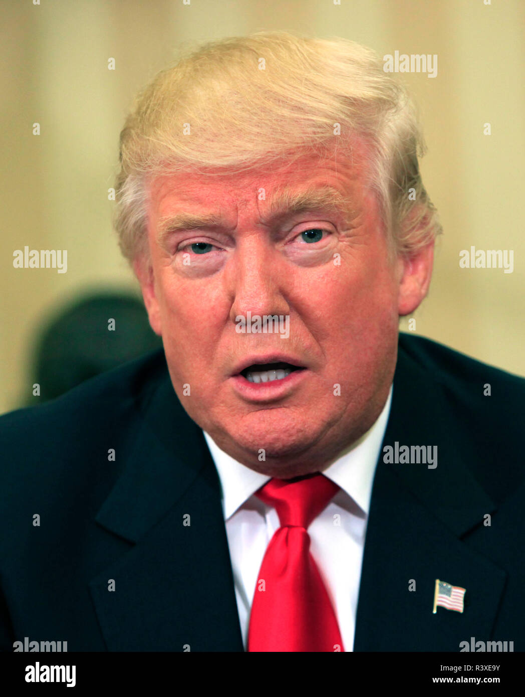 Präsident Barack Obama und Präsident elect Donald Trump Treffen im Oval Office am 10. November 2016 Stockfoto