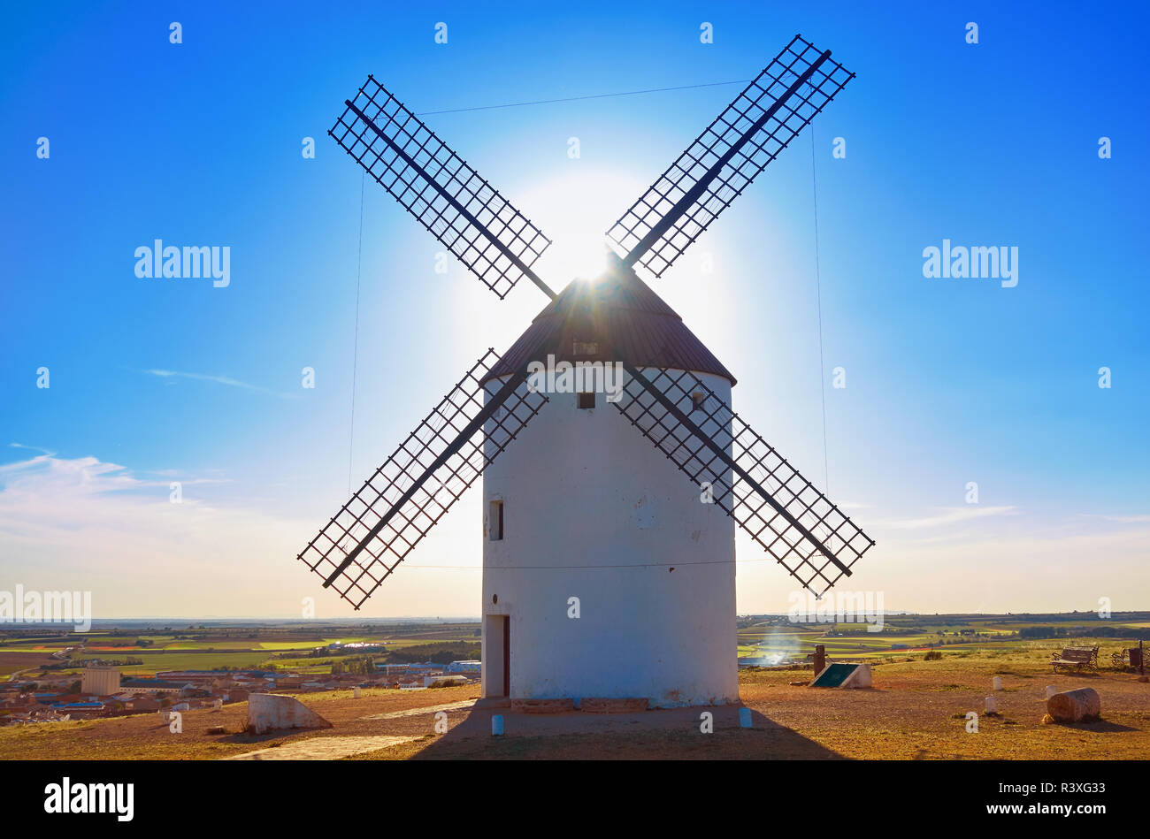 Motilla del Palancar Windmühlen in Cuenca in Kastilien la Mancha Spanien Stockfoto