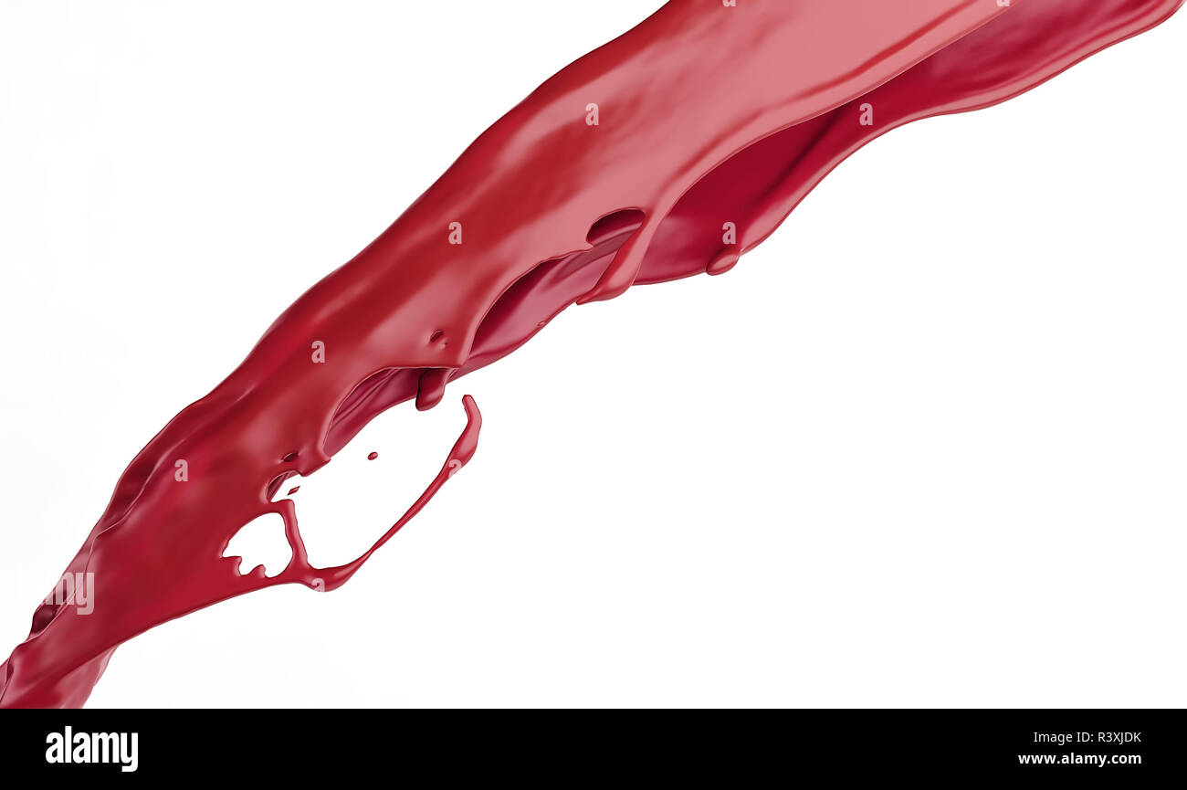 Red splash auf weißen Hintergrund. 3D-Rendering Stockfoto