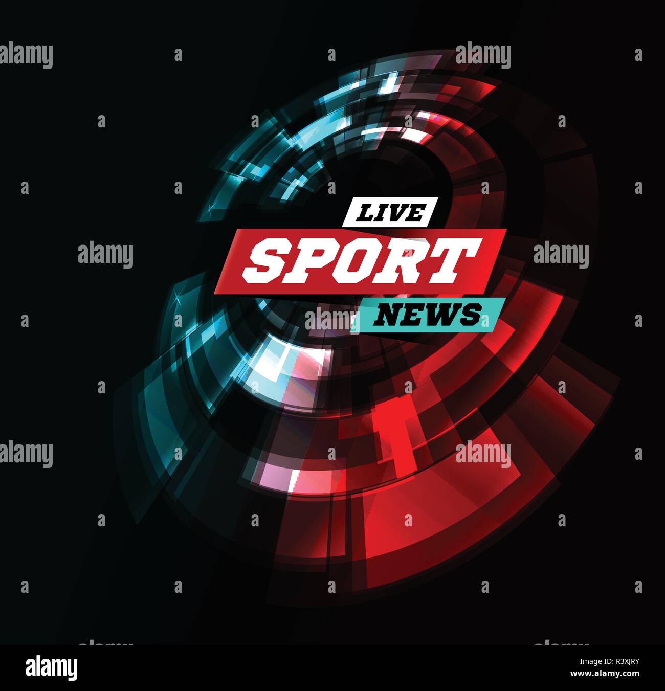 Live Sport Nachrichten können als Design für Fernsehen, Internet, Medien, Landing Page verwendet werden. Vektor Stock Vektor