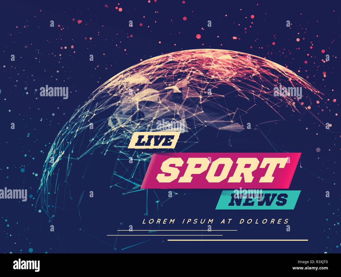 Live Sport Nachrichten können als Design für Fernsehen, Internet, Medien, Landing Page verwendet werden. Vektor Stock Vektor