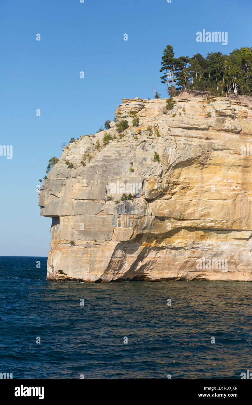 Michigan, obere Halbinsel, dargestellt Rocks National Lakeshore, Indische Kopf Felsformation Stockfoto