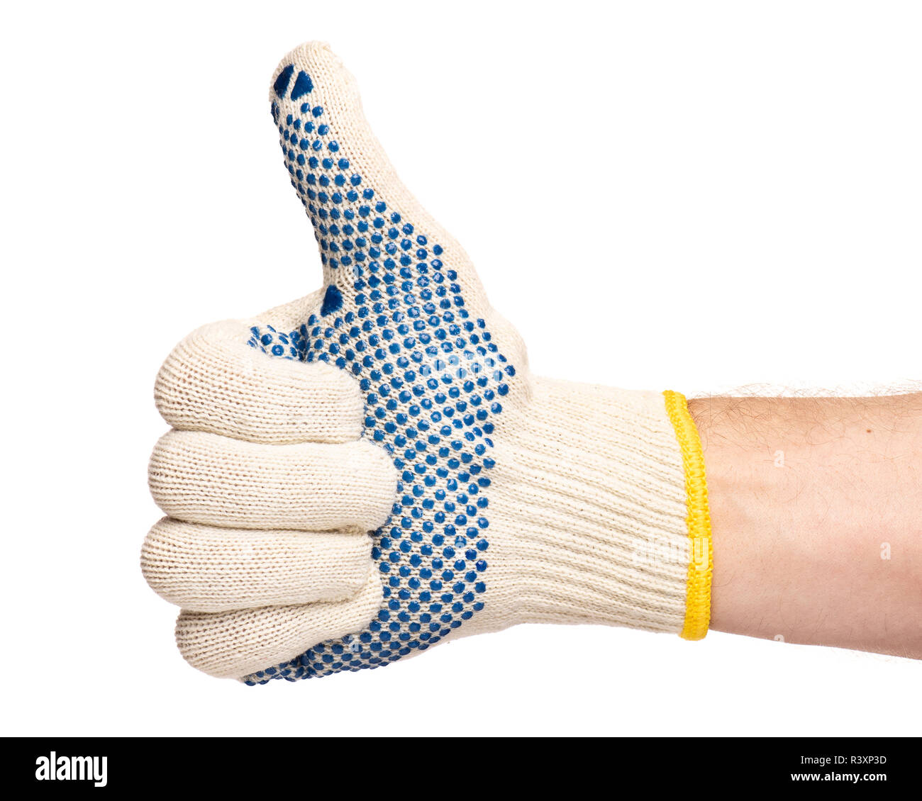 Männliche Hand tragen arbeiten Handschuh Stockfoto
