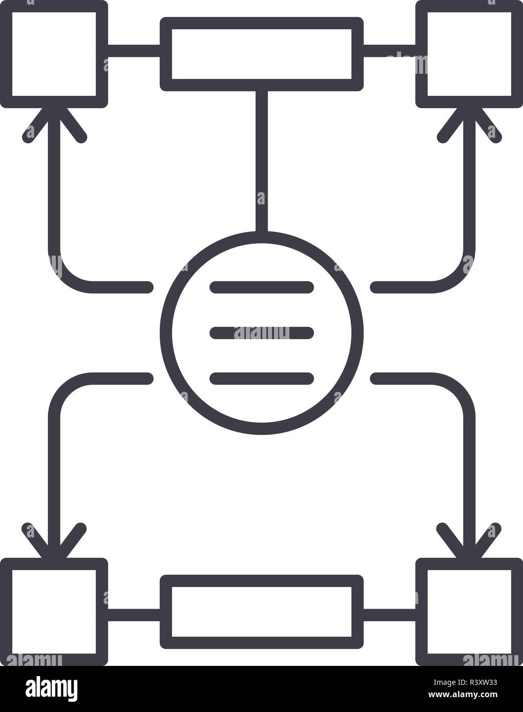 Der Algorithmus der Entscheidungen Symbol Leitung Konzept. Der Algorithmus der Entscheidungen Vector Linear Abbildung, Symbol, Zeichen Stock Vektor