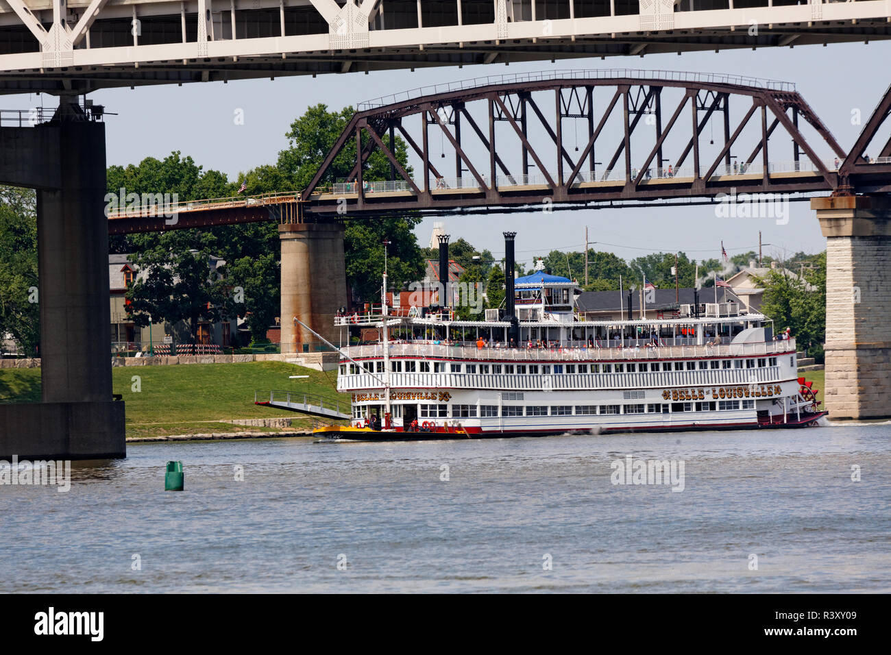 Belle von Louisville auf Ohio River angedockt auf der Indiana Seite des Ohio River, zwischen Louisville, Kentucky und Jeffersonville, Indiana Stockfoto