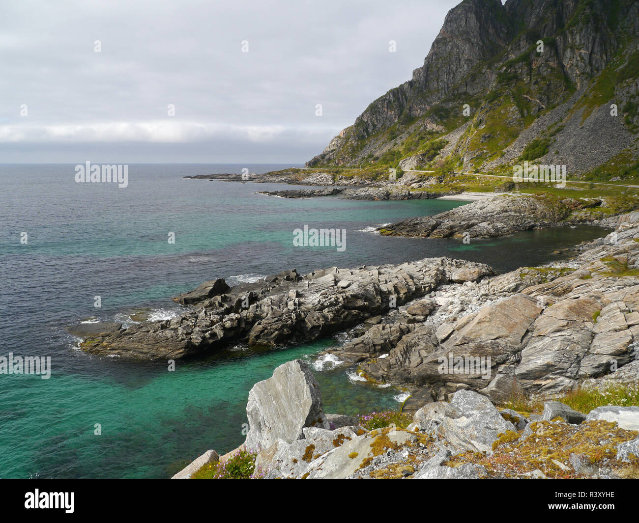 Die WestkÃ¼ste der VesterÃ ¥ Len-Insel AndÃ'ya Stockfoto