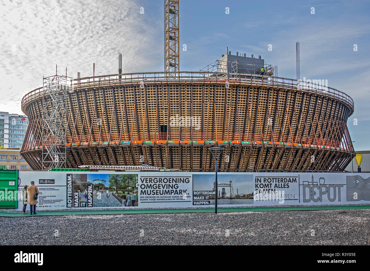 Rotterdam, Niederlande, 31. Oktober 2018: Die neue öffentlich zugängliche Depot der Boymans Museum im Bau im Museumspark Stockfoto