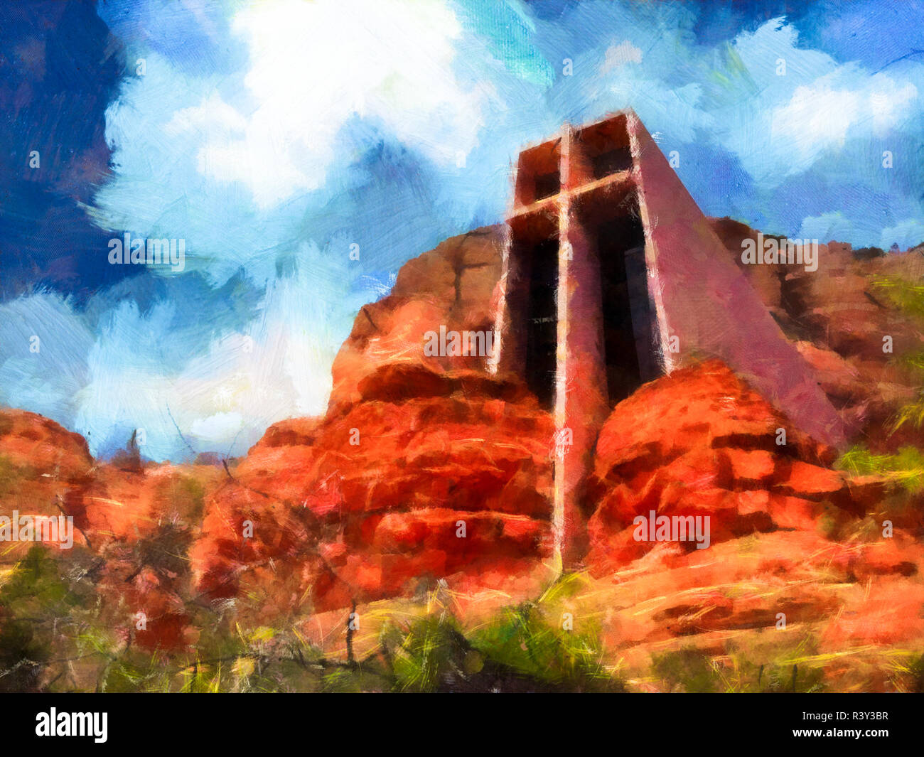 Die Kapelle des Heiligen Kreuzes ist eine römisch-katholische Kapelle, die in den Hochebenen von Sedona, Arizona. Die Kapelle ist eine der wichtigsten touristischen Attraktionen Stockfoto