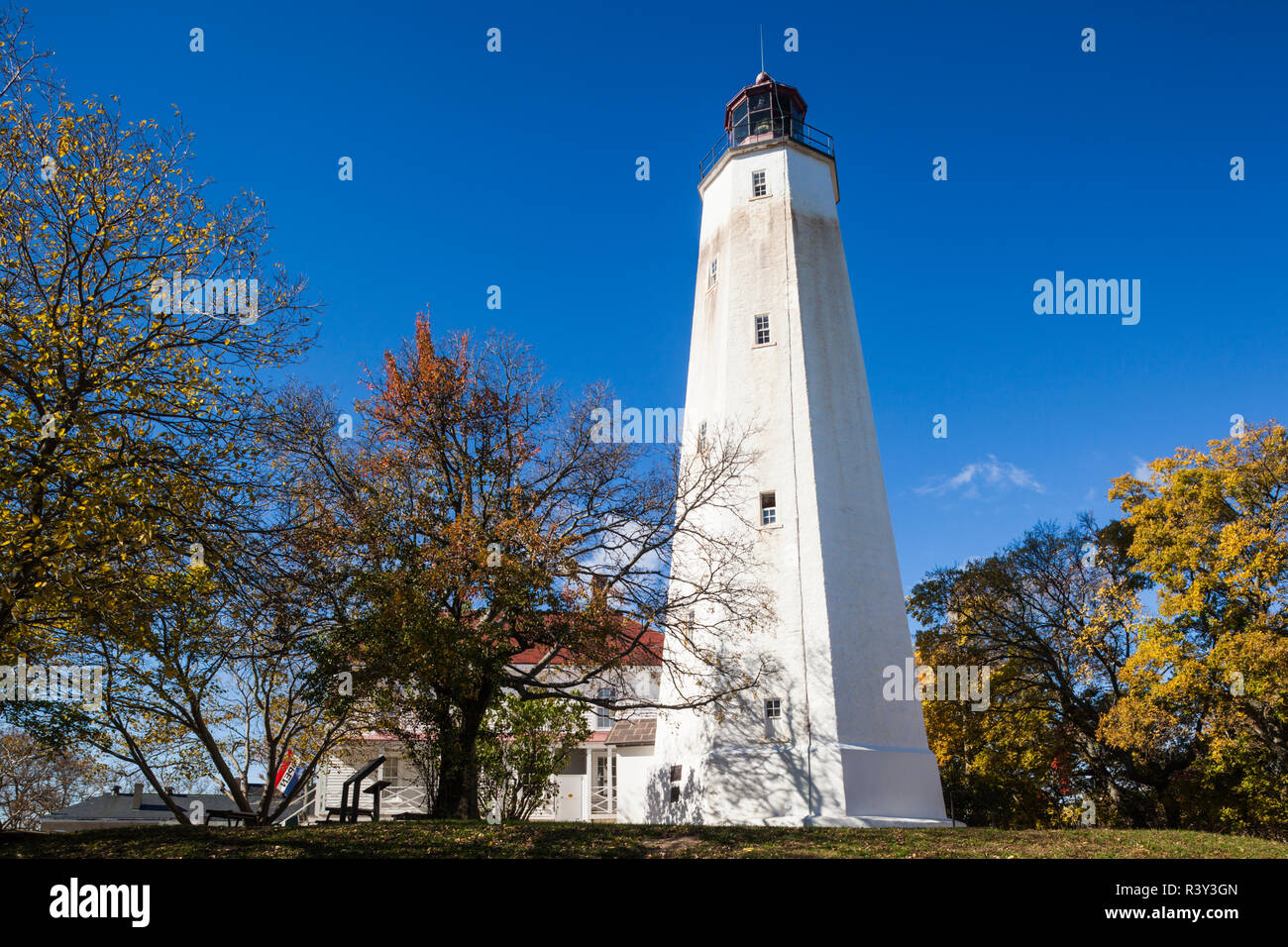USA, New Jersey, Sandy Hook, Gateway National Recreation Area, Sandy Hook Lighthouse Stockfoto