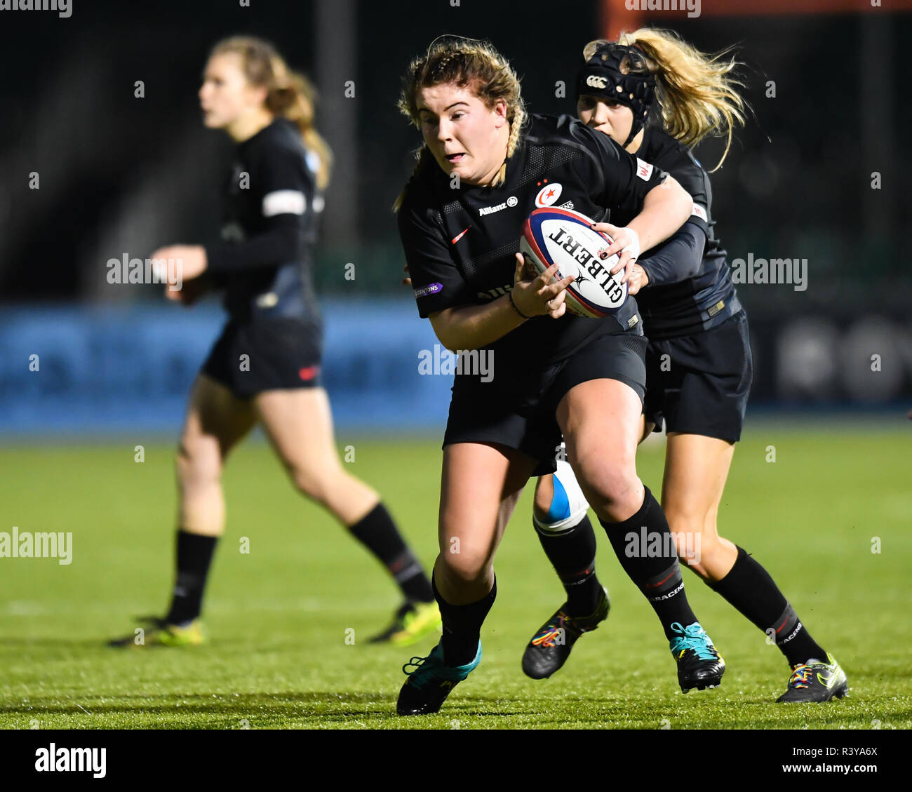 London, Großbritannien. 24. Nov 2018. Hannah Duffy der Sarazenen Frauen in Aktion während Tyrrells Premier 15 s Liga - sarazenen Frauen gegen Loughborough Blitz bei Allianz Park am Samstag, den 24. November 2018. LONDON ENGLAND. (Nur redaktionelle Nutzung, eine Lizenz für die gewerbliche Nutzung erforderlich. Keine Verwendung in Wetten, Spiele oder einer einzelnen Verein/Liga/player Publikationen.) Credit: Taka G Wu/Alamy leben Nachrichten Stockfoto