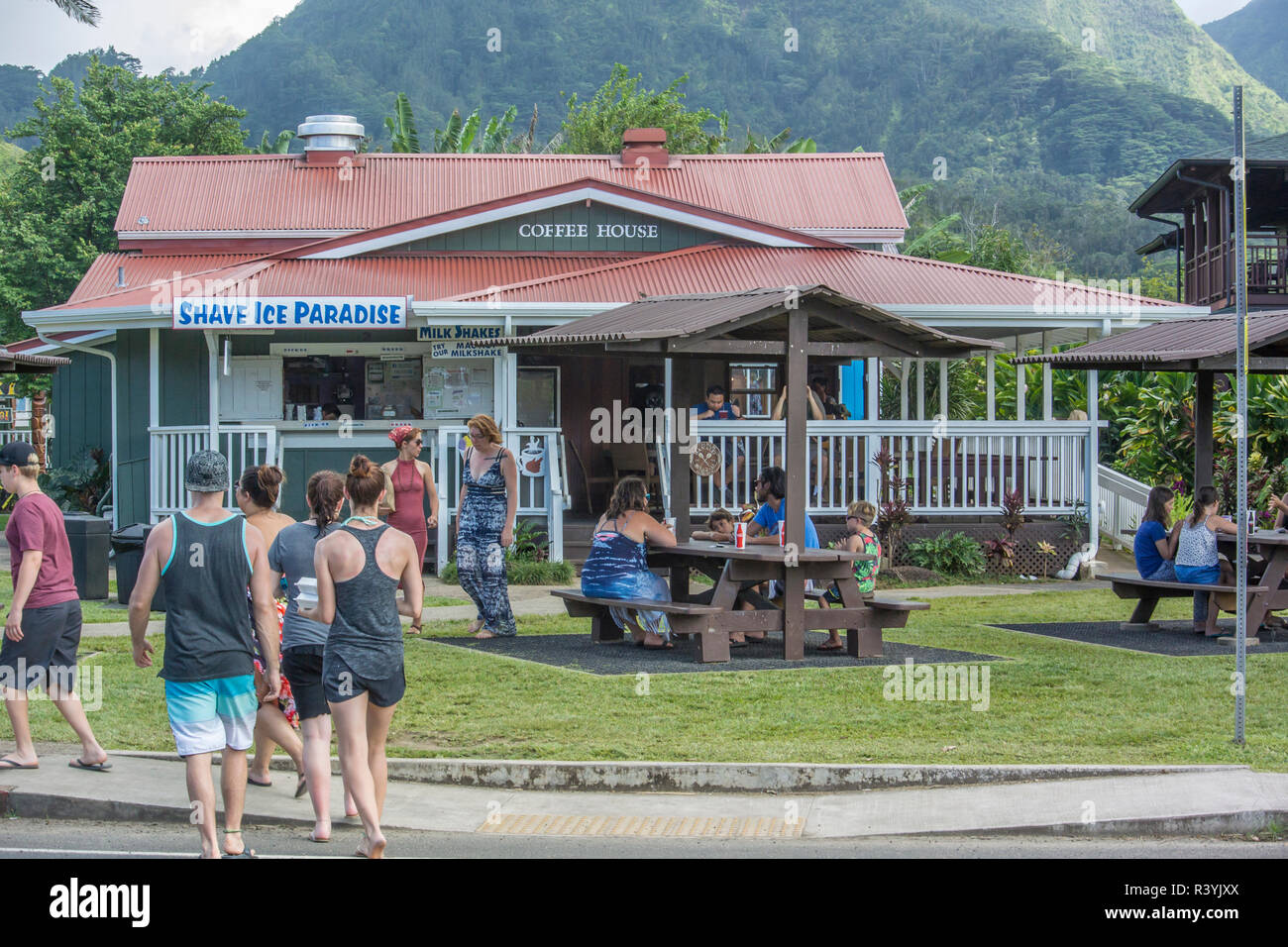 Hanalei, Hawaii, Kauai, Touristen einkaufen Stockfoto