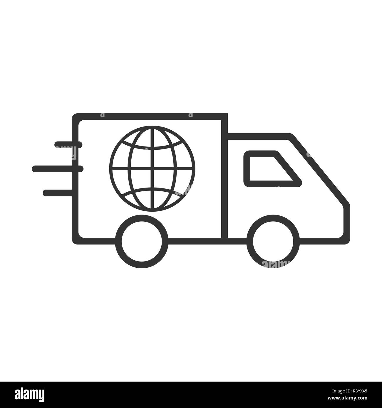 Vector Illustration, flache Bauform. Global Delivery Symbol Stock Vektor