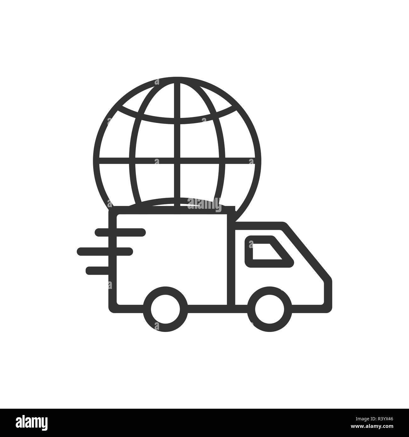 Vector Illustration, flache Bauform. Global Delivery Symbol Stock Vektor