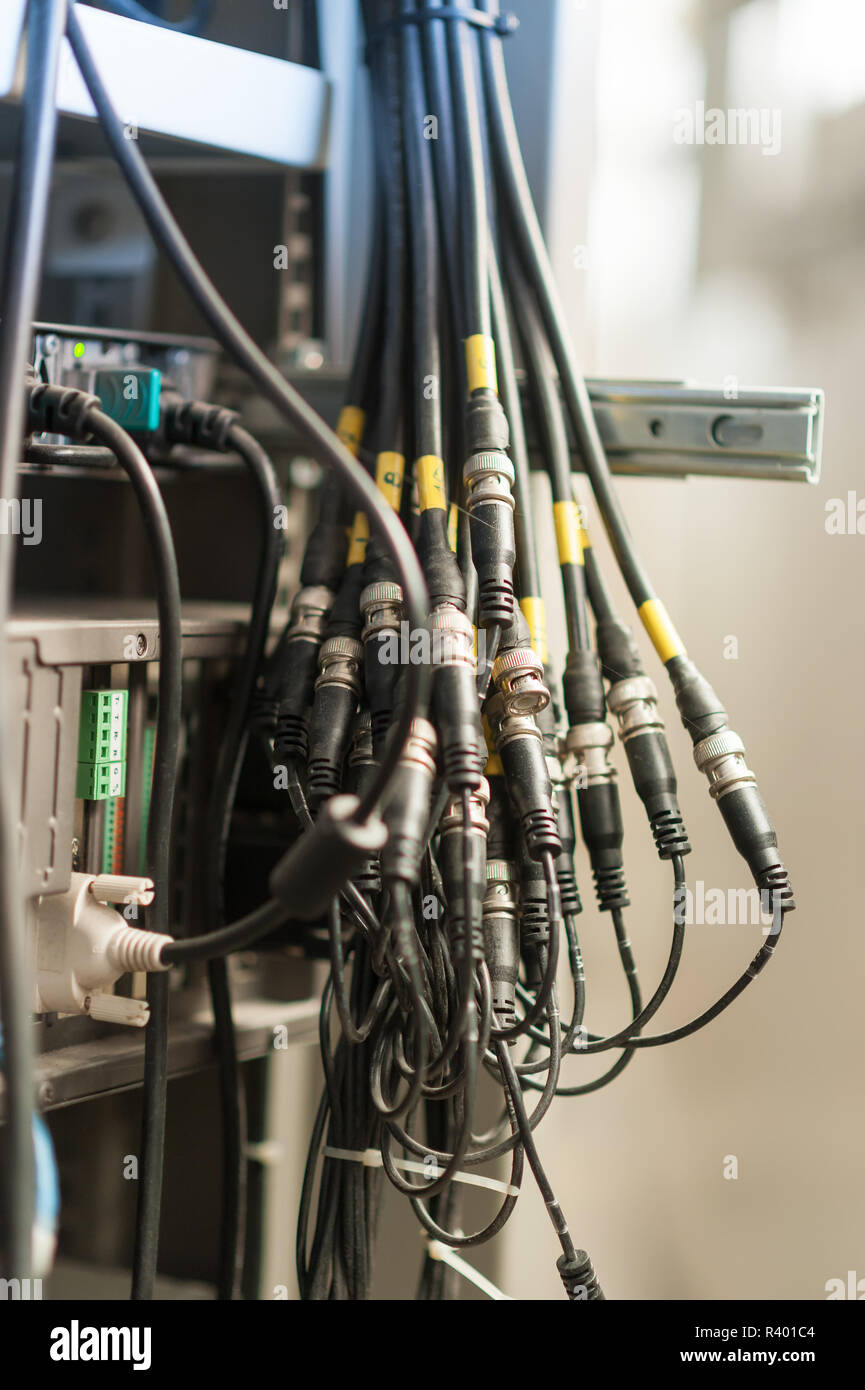 Fiber Optic mit Servern in einem Rechenzentrum Stockfoto