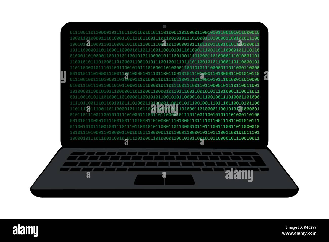 Binär Code innerhalb der Laptop auf weißem Hintergrund Vektor-illustration EPS 10 isoliert Stock Vektor