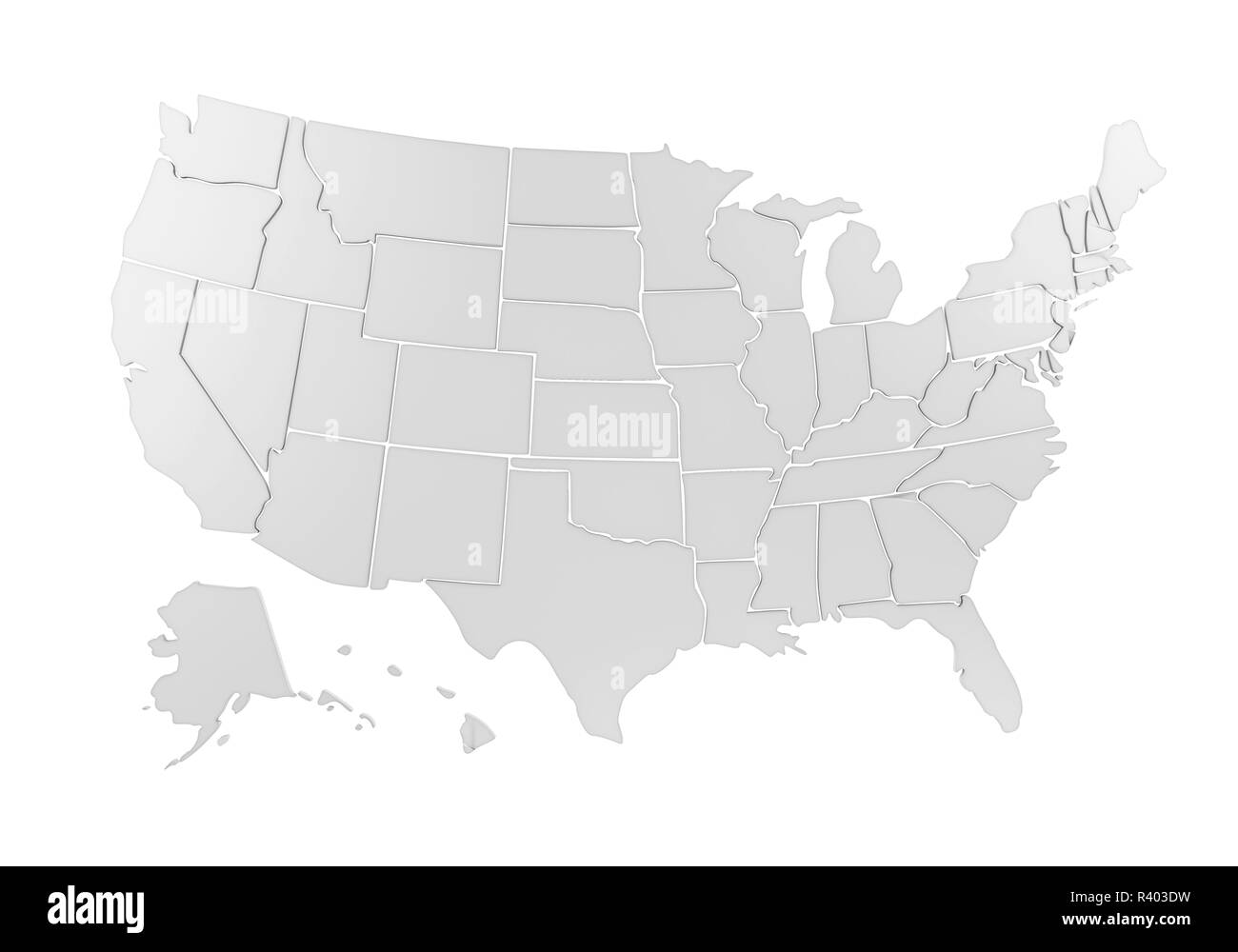 Vereinigte Staaten von Amerika Karte isoliert Stockfoto