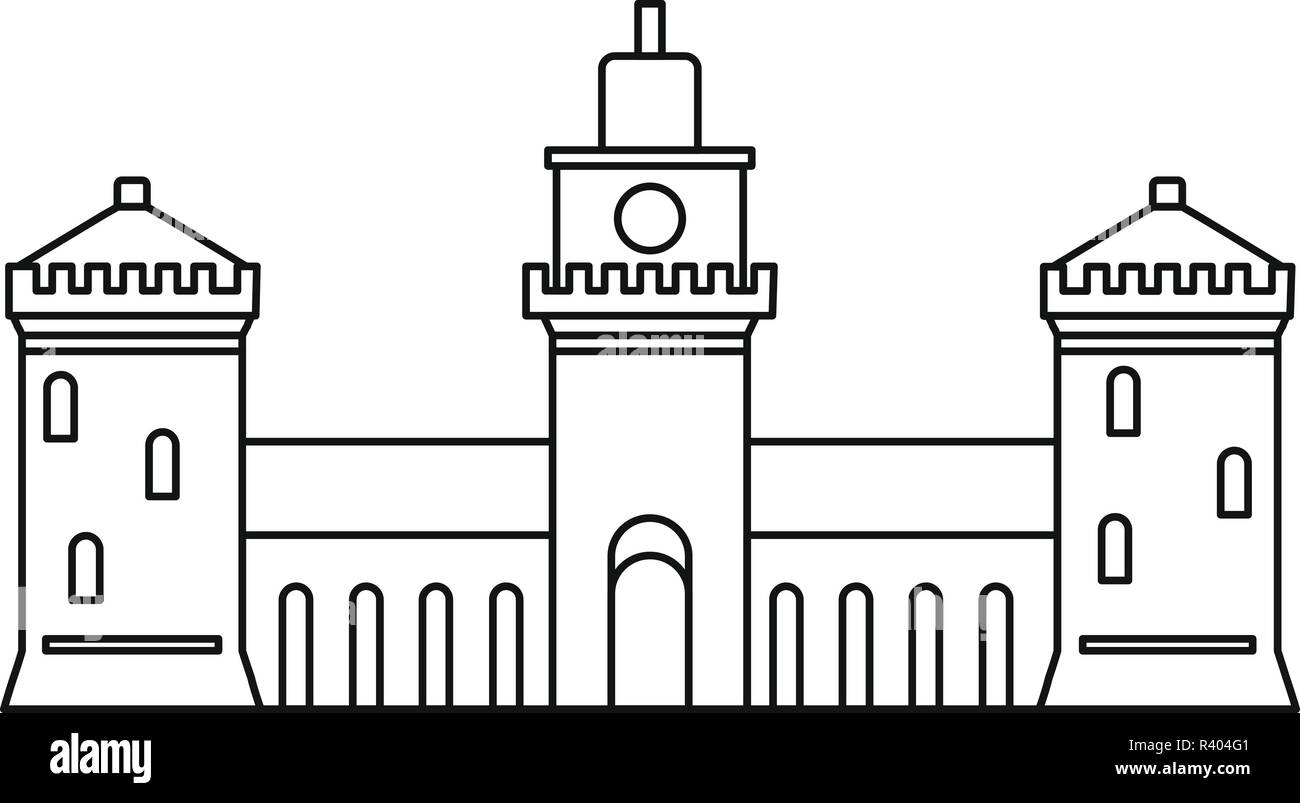 Altes Schloss Symbol. Überblick Abbildung der alten Burg vector Symbol für Web Design auf weißem Hintergrund Stock Vektor