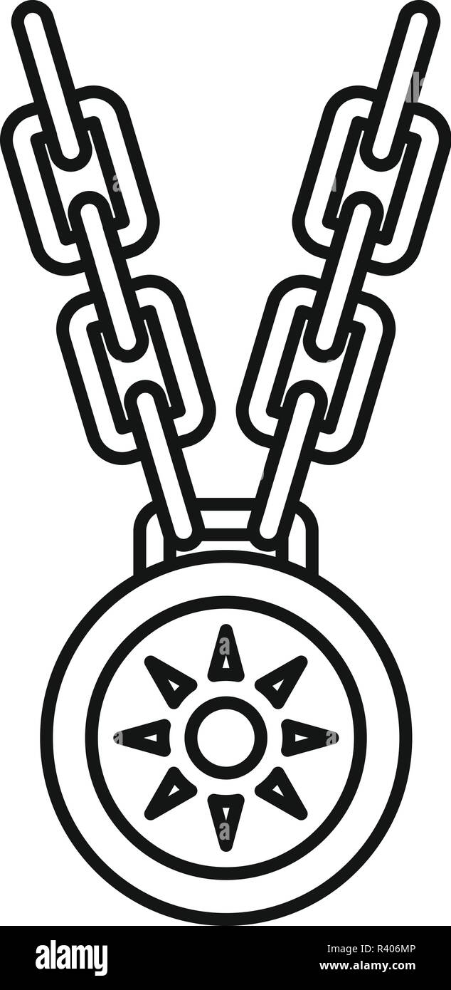 Halskette mit medallion Symbol. Umrisse Kette Medaillon vektor Symbol für Web Design auf weißem Hintergrund Stock Vektor