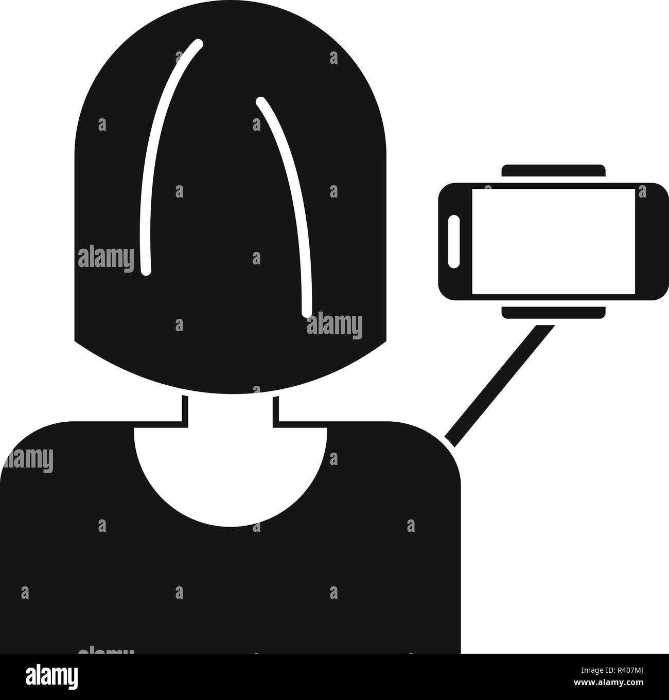 Frau selfie Symbol. Einfache Abbildung: Frau selfie Vektor Symbol für Web Design auf weißem Hintergrund Stock Vektor