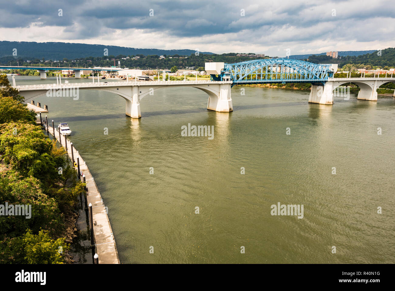 USA, Tennessee. Chattanooga, Appalachia, Tennessee River Basin Blick von Hunter Art Museum auf der Täuschung des Tennessee River Stockfoto