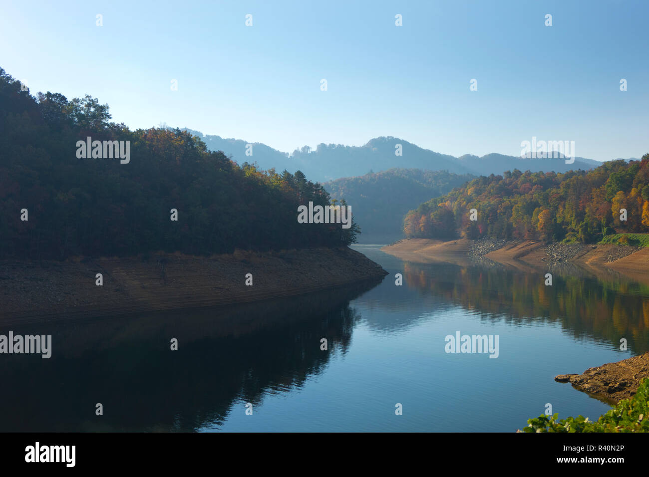 Blick von der Great Smoky Mountains Railroad, Tennessee Stockfoto