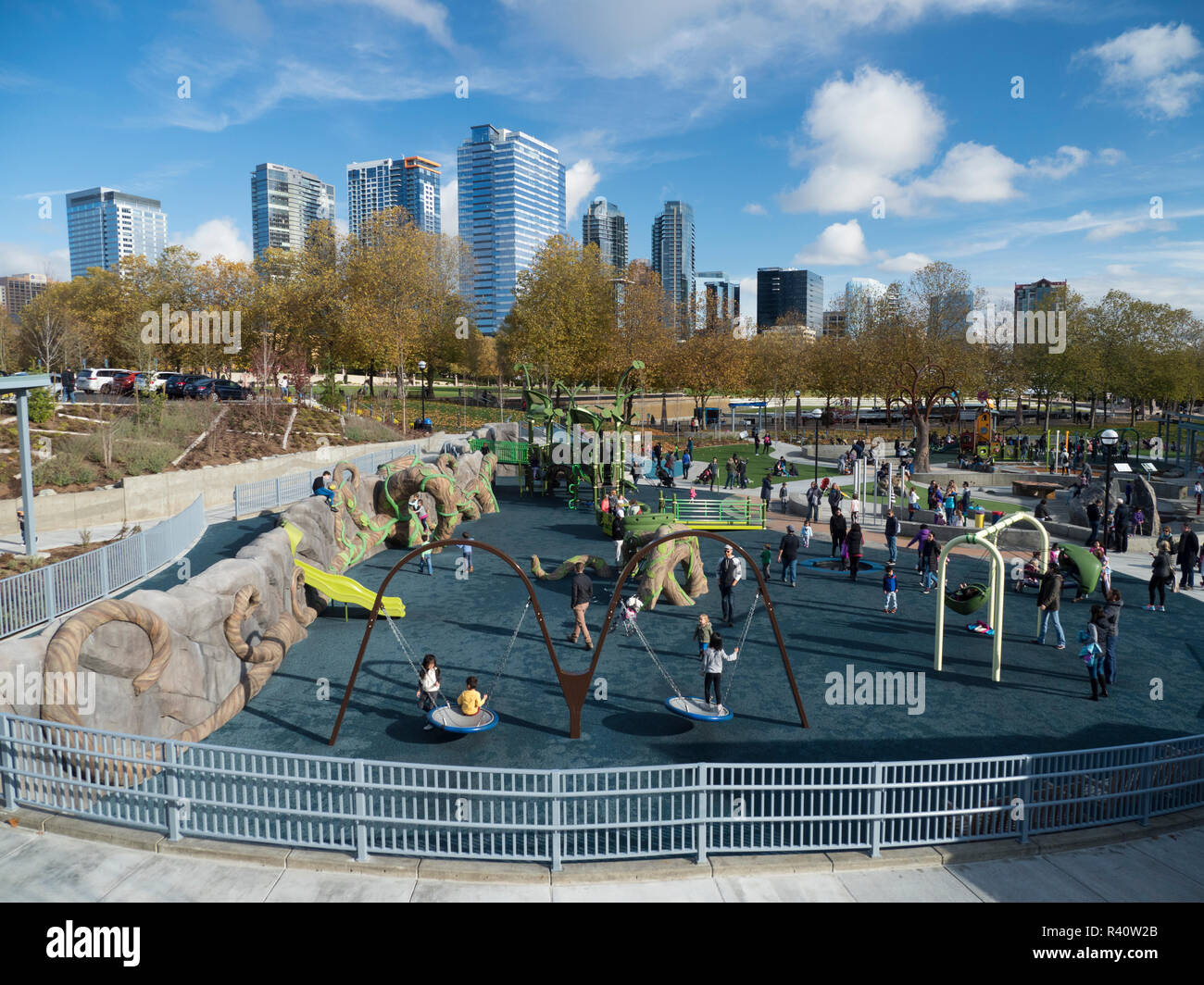 USA, Washington State, Bellevue, Bellevue Downtown Park, Inspiration, Spielplatz. (Redaktionelle nur verwenden) Stockfoto