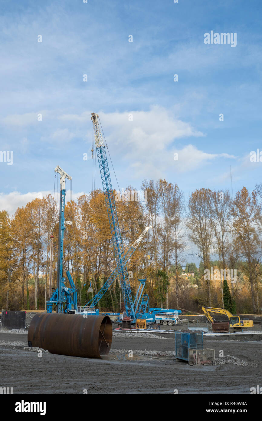 USA, Washington State, Bellevue, Bau von Light Rail Station Stockfoto