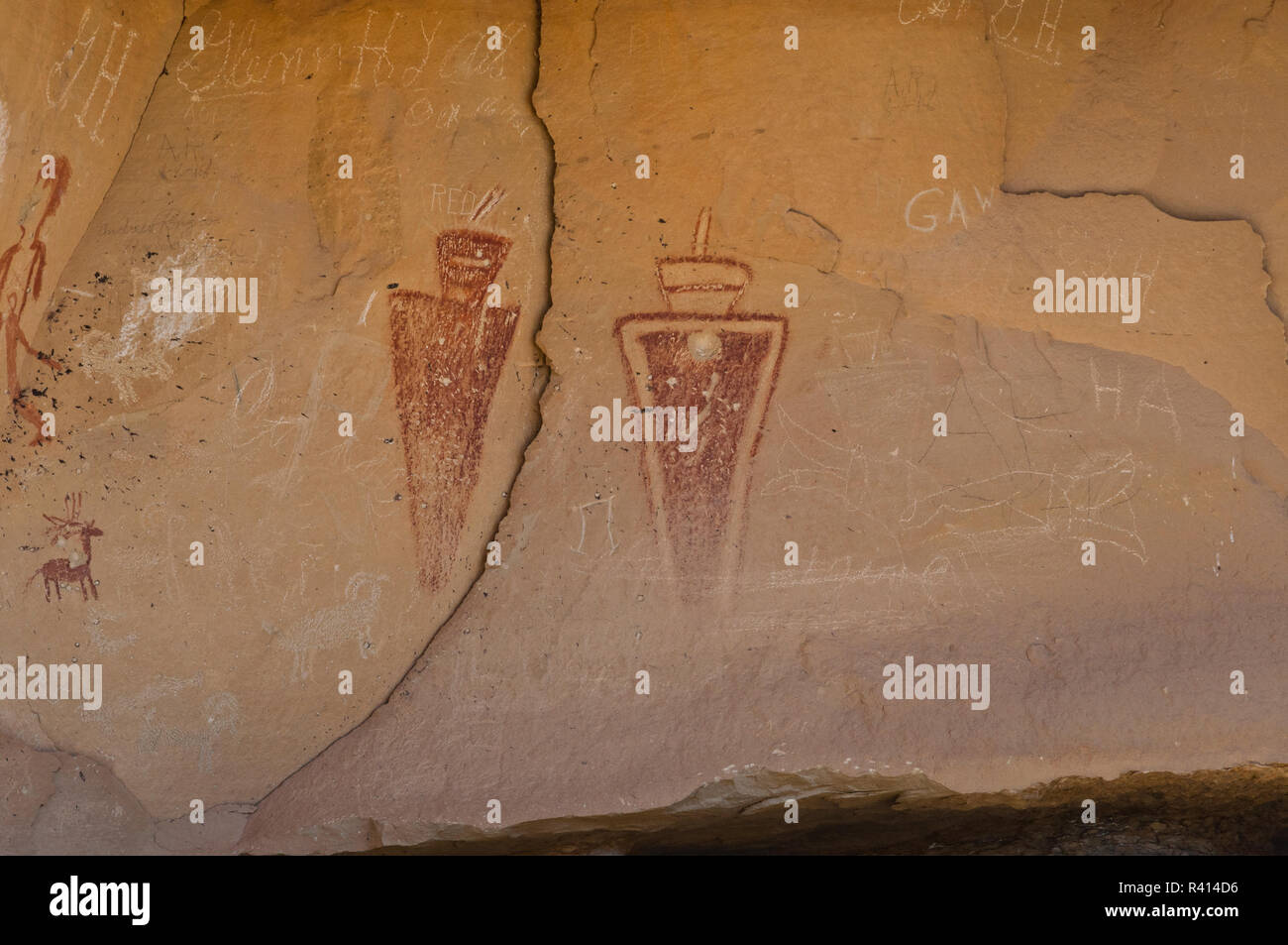 USA, Utah, Thompson Federn, Sego Canyon Road, Barrier Canyon Piktogramme Stockfoto