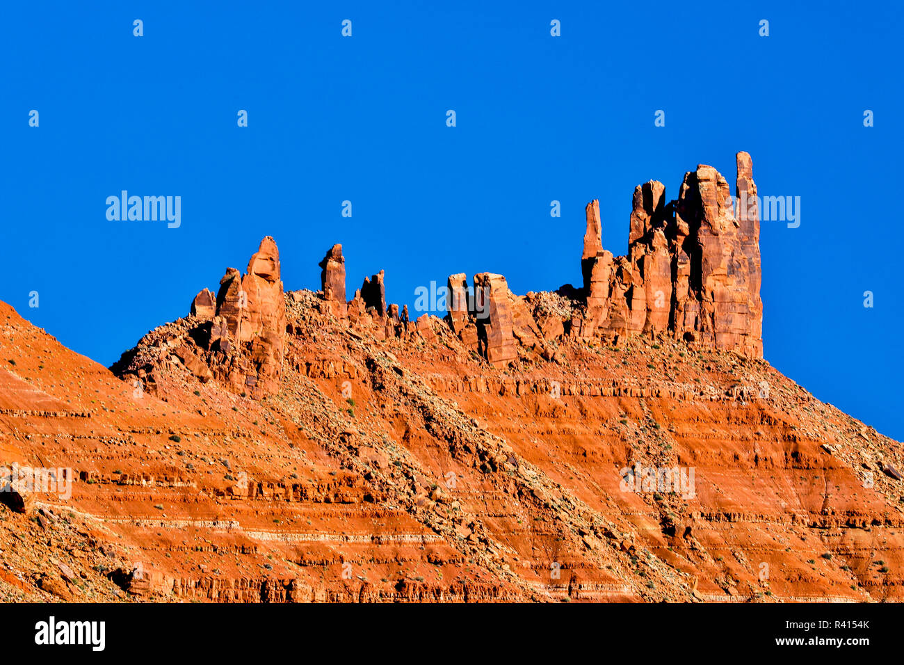 USA, Utah, Moab. Fisher Towers Stockfoto