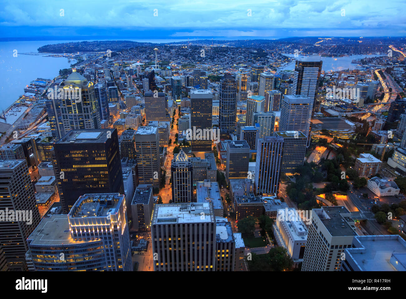 Blick vom Club Zimmer auf Columbia Tower, Seattle, Washington State Stockfoto