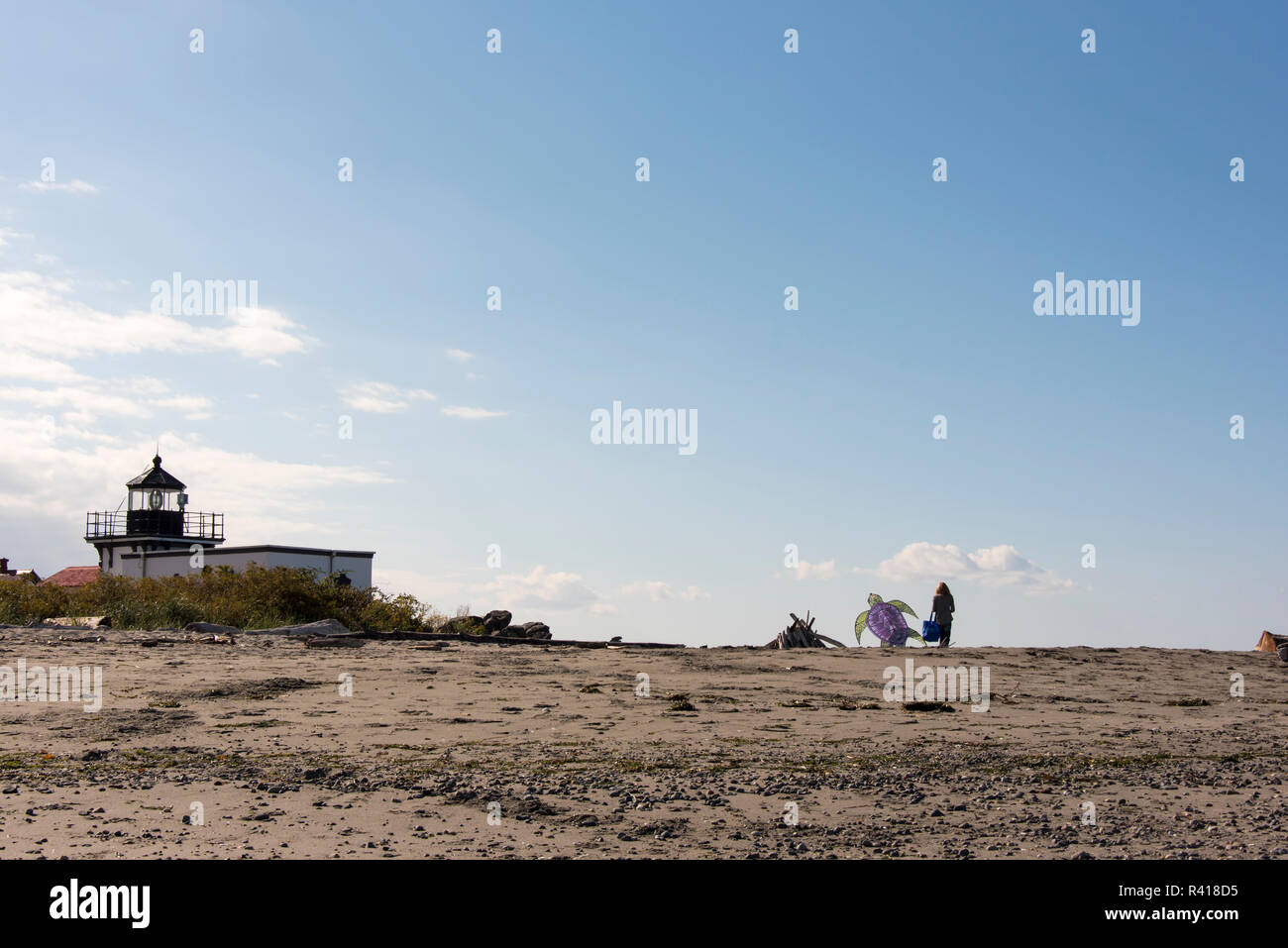 USA, Washington State, Kitsap Halbinsel. Punkt keine Point Lighthouse State Park, Hansville bunte Drachen Stockfoto