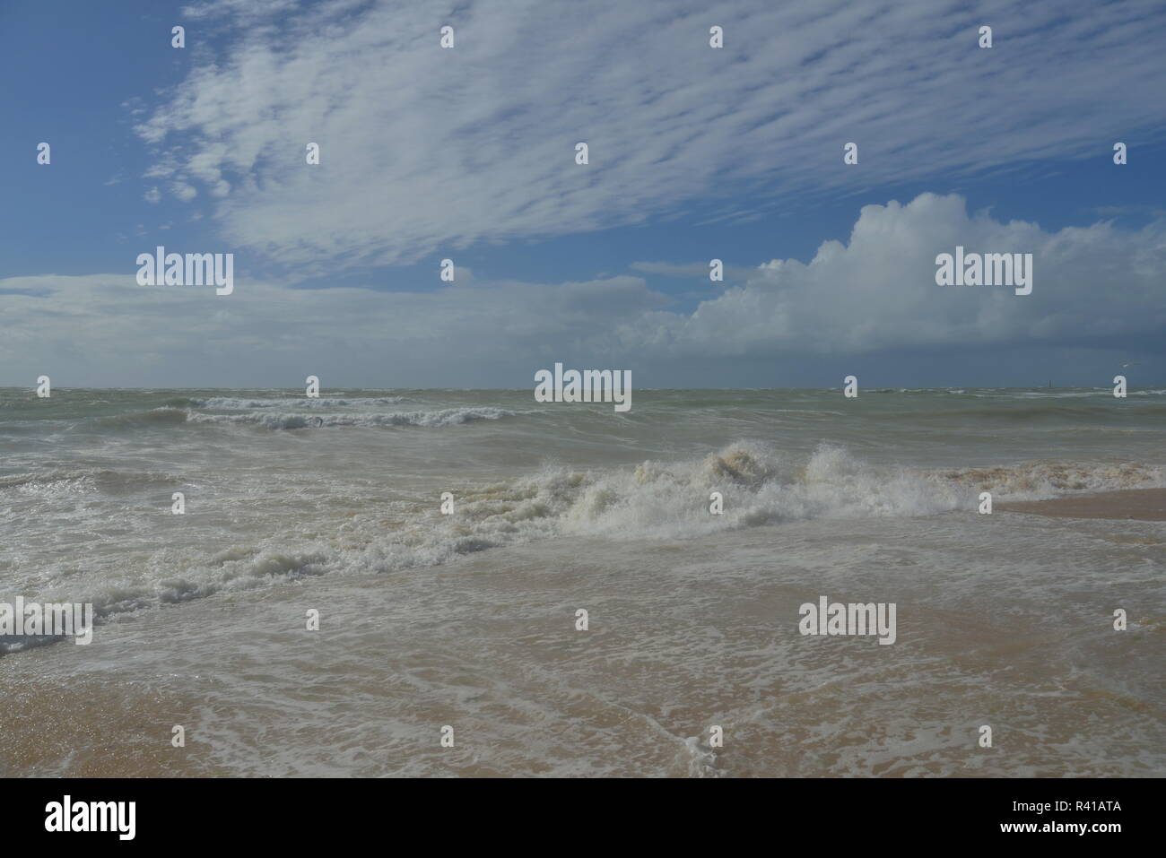 Hohe Wellen bei Windstärke 10. Stockfoto