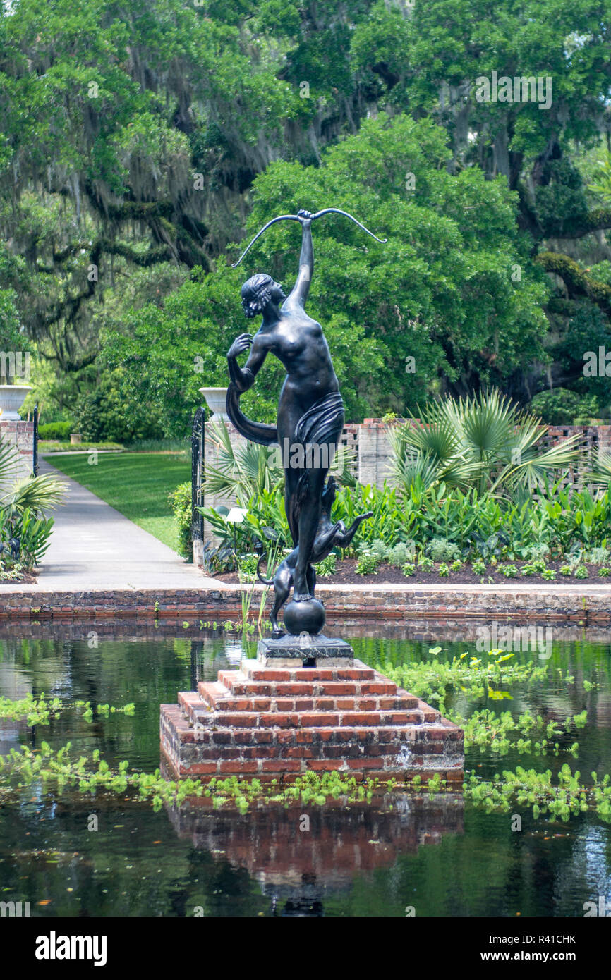 Die Diana der Chase, Diana Pool, Brookgreen Gardens, Murrells Inlet, South Carolina, USA Stockfoto